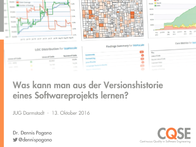 Vortrag JUG Darmstadt 2016: Was kann man aus der Versionshistorie eines Softwareprojekts lernen?