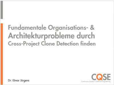 Vortrag W-JAX 2015: Fundamentale Organisations- und Architekturprobleme durch Cross-Project Clone Detection finden