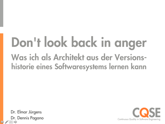 The Architecture Gathering 2017: Don't look back in anger - Was ich als Architekt aus der Versionshistorie eines Softwaresystems lernen kann
