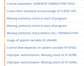 Screenshot of findings based on custom checks