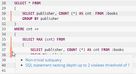 Findings on complex SQL statements