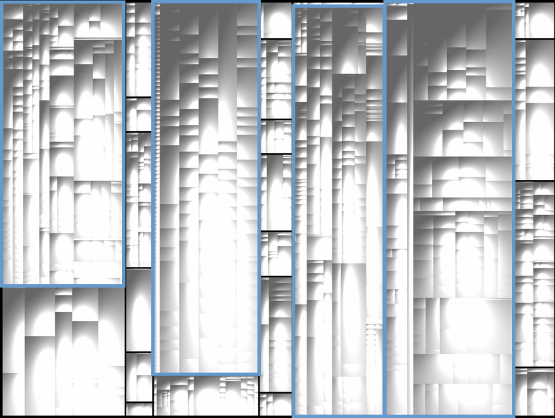 Treemap construction step 3: draw cushions to show hierarchy